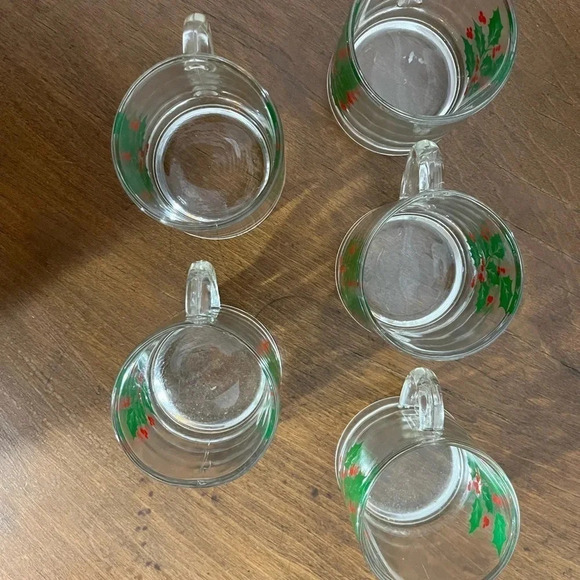 Vintage MCM Holly Berry Christmas Mugs and Ice Bucket/Bowl Set - Picture 5 of 10